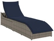 vidaXL Αναδιπλούμενη ξαπλώστρα με μαξιλάρι και αποθήκευση Γκρι