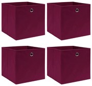 vidaXL Κουτιά Αποθήκευσης 4 τεμ. Κόκκινα 32 x 32 x 32 εκ. Υφασμάτινα