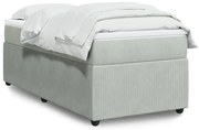 vidaXL Κρεβάτι Boxspring με Στρώμα Ανοιχτό Γκρι 90x190 εκ. Βελούδινο