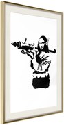 Αφίσα - Banksy: Mona Lisa with Bazooka II - 40x60 - Χρυσό - Με πασπαρτού