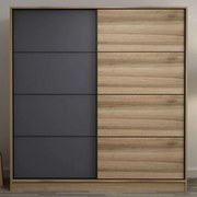 Ντουλάπα Δίφυλλη Kale 506MNR2535 180x60x190cm Oak-Anthracite Δίφυλλη