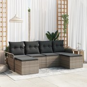 vidaXL Σετ 6 τεμαχίων Καναπέ Κήπου με Μαξίλια Γκρι Πολυ Ρατάν