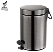 Χαρτοδοχείο 3lt Soft Closιng System Brushed Metal Gun Sanco Waste Bins 90689-AB23