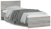 vidaXL Πλαίσιο Κρεβατιού με Κεφαλάρι και LED Γκρι sonoma 90 x 200 εκ.