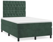 Κρεβάτι Boxspring με Στρώμα Σκούρο Πράσινο 120x190εκ. Βελούδινο - Πράσινο