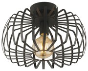 GloboStar® STAR 202-0054 Μοντέρνο Φωτιστικό Οροφής Πλέγμα Μονόφωτο 1 x E27 IP20 Μαύρο Μέταλλο - Μ40 x Π40 x Υ27cm