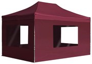vidaXL Κιόσκι με Τοιχώματα Πτυσσόμενο Επαγγ. Μπορντό 4,5x3μ Αλουμινίου