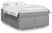 vidaXL Κρεβάτι Boxspring με Στρώμα Ανοιχτό Γκρι 140x200 εκ. Υφασμάτινο