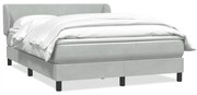 vidaXL Κρεβάτι Boxspring με Στρώμα Ανοιχτό Γκρι 160x220 εκ. Βελούδινο