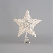 Eurolamp Κορυφή Δέντρου Διπλό Αστέρι Με Σύρμα 30x25cm Λευκό 600-45474