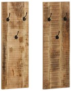 vidaXL Κρεμάστρες Τοίχου 2 τεμ. 36 x 110 x 3 εκ. από Μασίφ Ξύλο Μάνγκο
