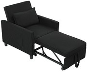 Πολυθρόνα-κρεβάτι HOMCOM, ρυθμιζόμενη, 3 θέσεις, κάλυμμα κοτλέ, έως 120 kg, μαύρο