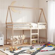 vidaXL Υπερυψ. Κρεβάτι 90x200 εκ. Μασίφ Πεύκο με Σκάλα / Οροφή