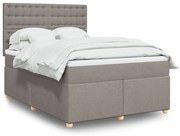 Κρεβάτι Boxspring με Στρώμα Taupe 160x200 εκ. Υφασμάτινο - Μπεζ-Γκρι