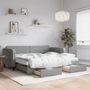 vidaXL Καναπές Κρεβάτι Συρόμενος Αν. Γκρι 90x200 εκ Ύφασμα &amp; Συρτάρια