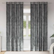 vidaXL Κουρτίνα με κουρτίνες 2 pcs Γκρι 225 x 140 εκ. Βελούδο