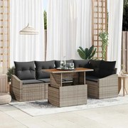 vidaXL Σετ 6 Τμηματικής Τραπεζαρίας Κήπου με Μαξιλάρια Γκρι Ρατάν Ακακίας