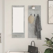 vidaXL Τοίχου Κρεμάστρα με ράφι με αποθήκευση με καθρέφτη Γκρι σκυρόδεμα 70 x 10 x 90 εκ.