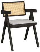 Intrahome Πολυθρόνα Winslow Intrahome ξύλο rubberwood μαύρο-pvc rattan φυσικό-ύφασμα γκρι | SKU: INTRAPA-358111116