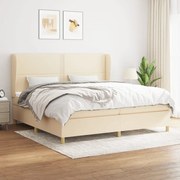 Κρεβάτι Boxspring με Στρώμα Κρεμ 200x200 εκ. Υφασμάτινο - Κρεμ