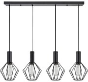 Φωτιστικό Οροφής  SE21-BL-4-4BL-GR1 ADEPT TUBE Black Pendant Black Metal Grid+ - 51W - 100W - 77-8532