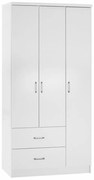 Ντουλάπα Caesar HM340.05 Τρίφυλλη Με 2 Συρτάρια 89x42,5x181cm White Τρίφυλλη