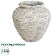 20722 GloboStar®  Artificial Garden IRISH 20722 Επιδαπέδιο Πολυεστερικό Τσιμεντένιο Κασπώ Γλάστρα - Flower Pot Λευκό με Μπεζ Φ55 x Υ60cm