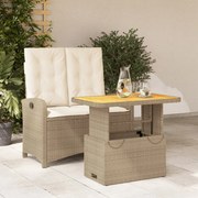 vidaXL Σετ Τραπεζαρίας Κήπου 2 τεμ. Μπεζ Συνθετικό Ρατάν με Μαξιλάρια