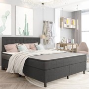 vidaXL Κρεβάτι Boxspring Σκούρο Γκρι 180 x 200 εκ. Υφασμάτινο