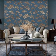 DUTCH WALLCOVERINGS Ταπετσαρία Τοίχου Πεύκο Μπλε & Χρυσή