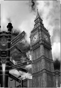 Πίνακας σε Καμβά-Πόλη Ασπρόμαυρη BIG BEN  SESO-084-F,60x90