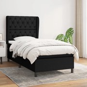 vidaXL Κρεβάτι Boxspring με Στρώμα Μαύρο 80 x 200 εκ. Υφασμάτινο