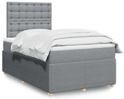vidaXL Κρεβάτι Boxspring με Στρώμα Ανοιχτό Γκρι 120x190 εκ. Υφασμάτινο