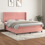 Κρεβάτι Boxspring με Στρώμα Ροζ 180x200 εκ. Βελούδινο