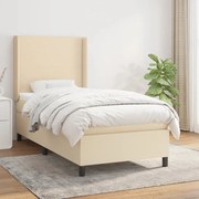 vidaXL Κρεβάτι Boxspring με Στρώμα Κρεμ 90x190 εκ.Υφασμάτινο