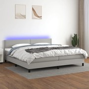 Κρεβάτι Boxspring με Στρώμα &amp; LED Αν.Γκρι 200x200εκ. Υφασμάτινο