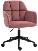 Vinsetto Καρέκλα Γραφείου, εργονομική, ρυθμιζόμενο ύψος, περιστρεφόμενη, βελούδινη όψη, έως 120 kg, Ροζ