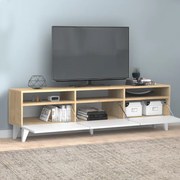 Έπιπλο τηλεόρασης Deluxe Megapap χρώμα λευκό - φυσικό οξιάς 180x35x47cm.