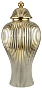 Βάζο Κεραμικό Με Καπάκι Γκρι-Χρυσό 19,5x41εκ. Zen Collection 24.12.50669