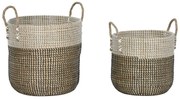 Σετ Καλαθιών Home ESPRIT Λευκό Μαύρο Φυσικό (2 Τεμάχια)