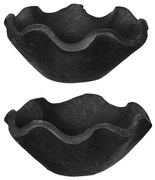 Artekko Woody Μαύρα Διακοσμητικά Μπολ από Ξύλο Teak (22x22x10)cm 2pcs Artekko 78340-BLAC