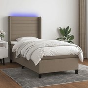 ΚΡΕΒΑΤΙ BOXSPRING ΜΕ ΣΤΡΩΜΑ &amp; LED TAUPE 100X200 ΕΚ. ΥΦΑΣΜΑΤΙΝΟ 3138377