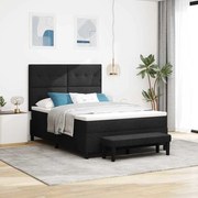 vidaXL Κρεβάτι με ελατήρια με στρώμα Μαύρο 140 x 200 cm ύφασμα