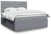 Κρεβάτι Boxspring με Στρώμα Ανοιχτό Γκρι 180x200 εκ. Υφασμάτινο - Γκρι