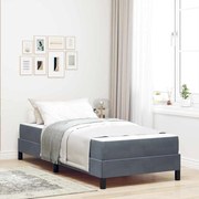 vidaXL Κρεβάτι box spring με στρώμα Σκούρο Γκρι 90 x 190 cm Βελούδο