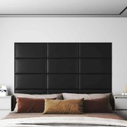 vidaXL Πάνελ Τοίχου 12 τεμ. Μαύρα 60 x 30 εκ. 2,16 μ² Συνθετικό Δέρμα