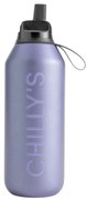 Μπουκάλι Θερμός Series 2 Flip Chilly's με πτυσσόμενο καλαμάκι, χωρητικότητα 500ml και διατήρηση θερμοκρασίας 24h κρύο - Metallic Lavender