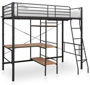 vidaXL Πλαίσιο Κουκέτας με Τραπέζι Γκρι 90 x 200 εκ. Μεταλλικό