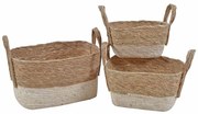 Καλάθια Ψάθινα 824298 (Σετ 3Τμχ) 24x24x21/29x24x16/38x27x30cm Beige-Brown Ankor Ψάθα