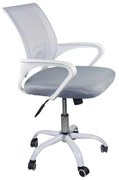 Πολυθρόνα Γραφείου Bf2101-Sw Με Ανάκλιση Άσπρο / Mesh Γκρι . Διάσταση: 57x53x90/100cm
